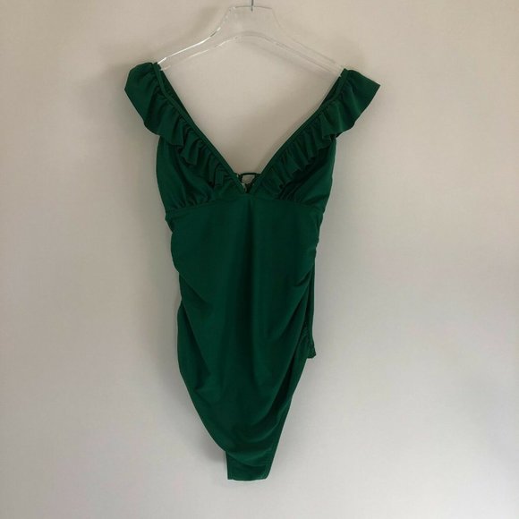 Other - Ruffled One Piece Open Back Lace Up Bathing Suit